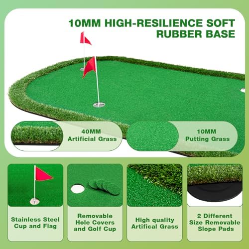Wekin Golf Putting Green Training Mat, 5x10ft Heavy Duty Artificial Turf Mat - Image 2