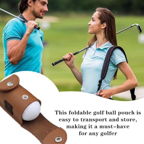 Brown Leather Golf Ball Bag Pouch - Image 5