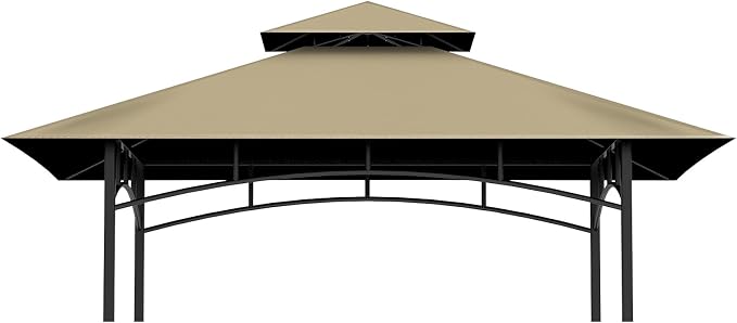 5x8Ft Grill Gazebo Replacement Top, Khaki Canopy Top Cover Only | Double-Layer by COVBOARD
