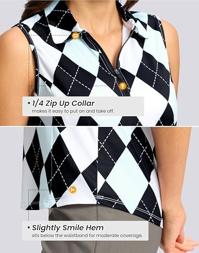 G Gradual Women's Golf Shirts Lightweight 1/4 Zip Collared Tank Top - Image 5