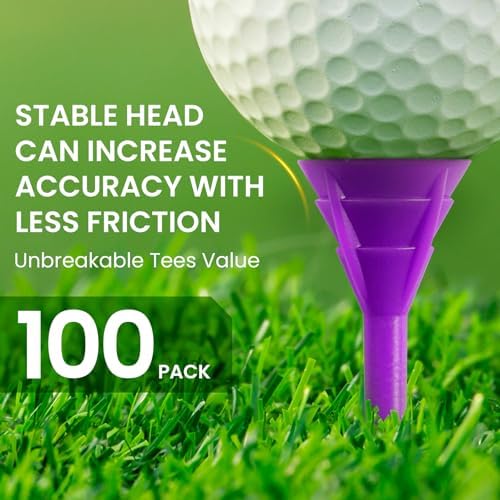 FINGER TEN Unbreakable Golf Tees Plastic 3 1/4 inch 50/100 Pack - Image 2