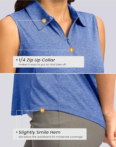 G Gradual Women's Golf Shirts Lightweight 1/4 Zip Collared Tank Top - Image 4