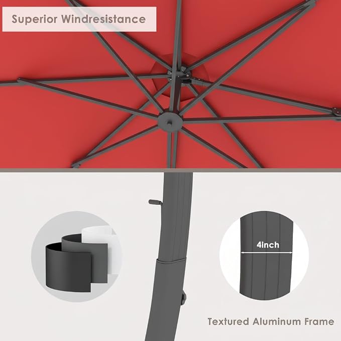 ENSTVER 11FT All Aluminum Cantilever Patio Umbrella - Image 5