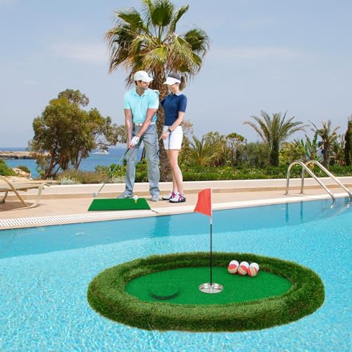 ULTIMATE Floating Golf Green for Pool, Floating Chipping Green Mat w/Hitting Mat - Image 3