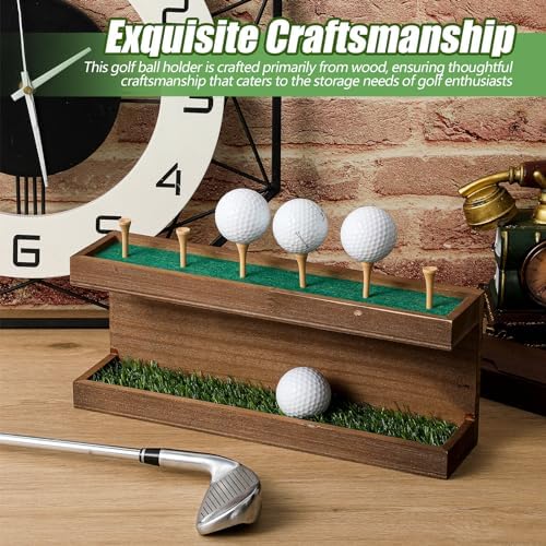 Menkxi Rustic Wood Golf Ball Holder Display Stand - Image 5