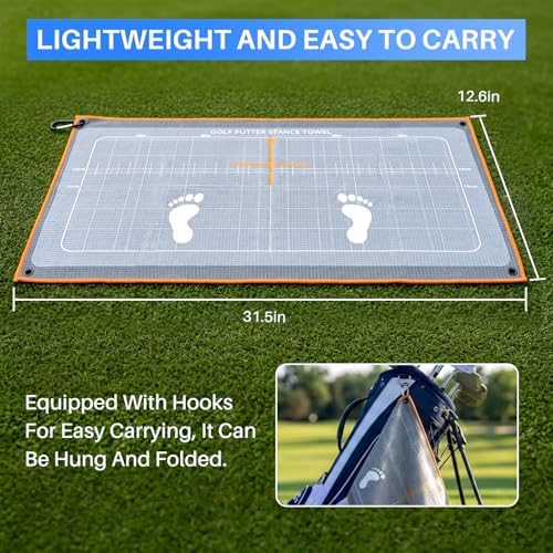 Golf Putting Mat & Golf Stance Training Towel Set, A Golf Putting Practice Aid - Image 3