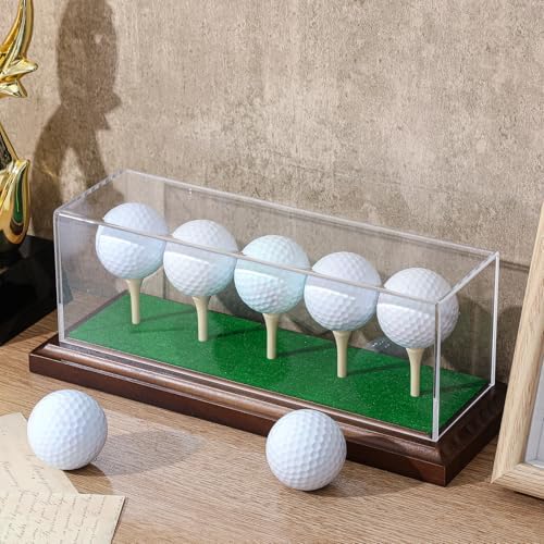 Golf Ball Display Case 5 Balls, Acrylic Wooden Base - Image 6