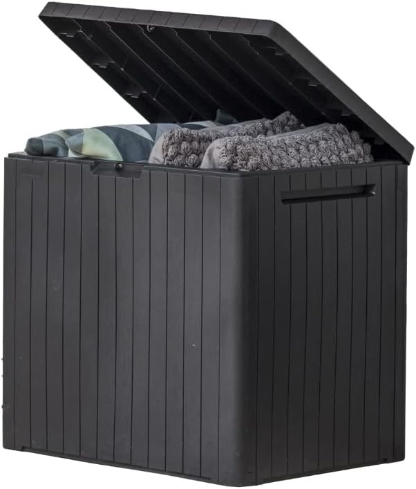 Keter City 30 Gal Outdoor Storage Box and Patio Side Table | Grey, Weatherproof by Unknown