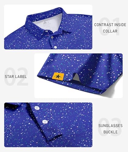 ZITY Mens Golf Polo Shirts Short Sleeve UPF 50+ Moisture Wicking Tshirt - Image 3