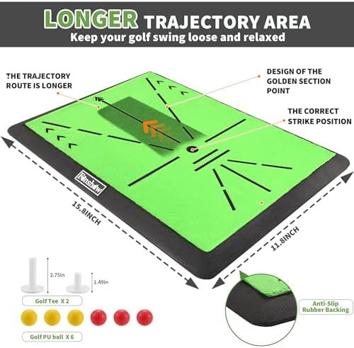 Fanshaw Portable Golf Mat with Swing Path Trajectory, 3-in-1 Hitting Mat - Image 3