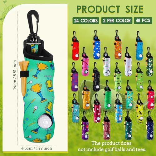 WILLBOND 48 Pcs Golf Ball Carry Bag Tee Holder, 24 Colors - Image 3