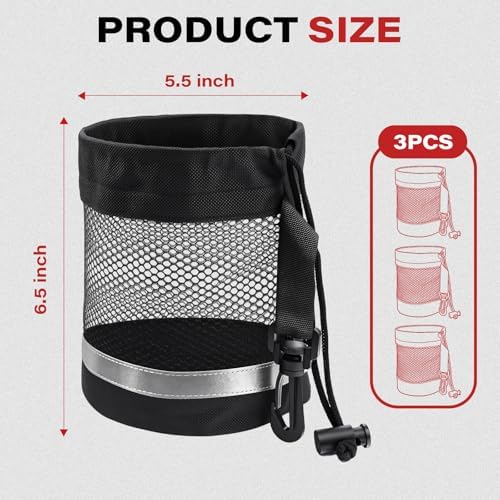3PCS Mesh Golf Ball Bags with Reflective Strip, Nylon Bag - Image 3