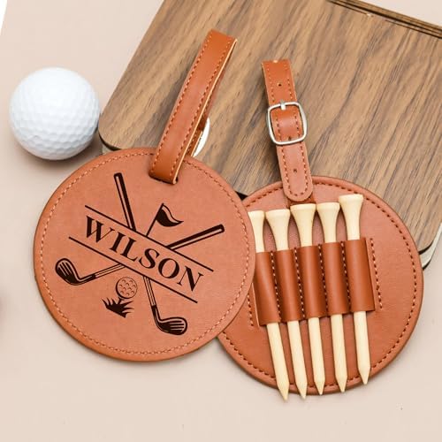 EDSG Personalized Leather Golf Tee Holder Bag Tag - Image 3