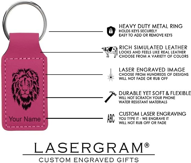 LaserGram Rectangle Keychain, Coat of Arms Germany, Personalized Engraving Included (Hot Pink)