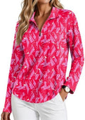 PINSPARK Womens Golf Shirt Long Sleeve Polo Shirts 1/4 Zip Tennis Hiking Tops by Pinspark