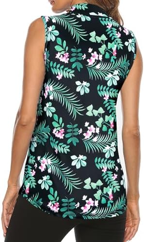 Tanst Sky Women's Sleeveless Golf Polo Shirts Quarter Zip Workout Tank Top - Image 2