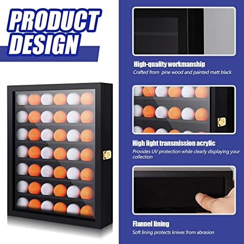 Sintuff 42 Golf Ball Display Case Solid Wood Golf Ball Holder Rack Gift Black - Image 4