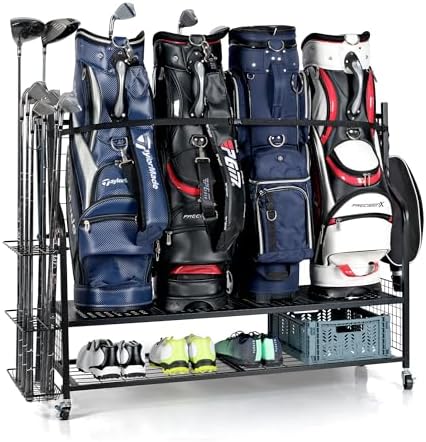 PLKOW Golf Bag Storage Rack for Garage, Golf Equipment Organizer by PLKOW