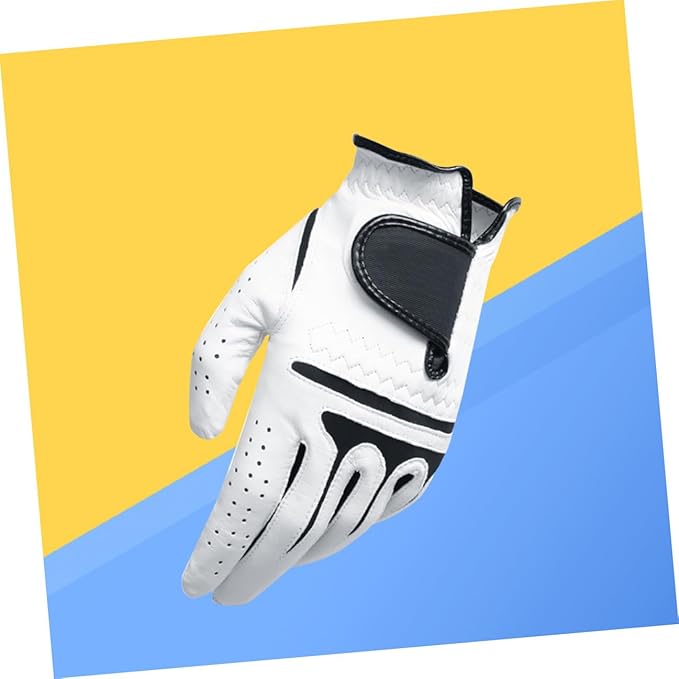 Men's Left Hand Golf Glove Breathable Dual Mesh Synthetic Cabretta Leather Palm Reinforced Grip Weather Resistant for Golf Accessories