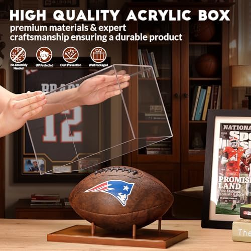 JupDec Football Display Case Full Size, Acrylic Clear Box - Image 2