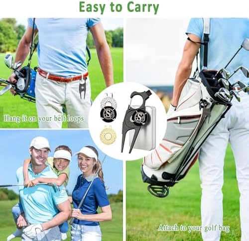 Golf Divot Tool with 2 Personalized Letter Ball Marker, 2 Magnetic Clip - Image 6