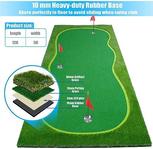 Golf Putting Green Mat, Golf Practice Training Mat - Image 4