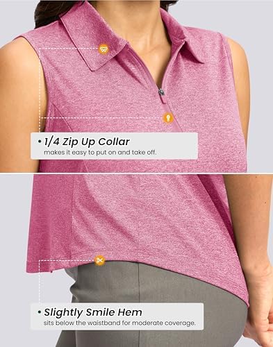 G Gradual Women's Golf Shirts Lightweight 1/4 Zip Collared Tank Top - Image 4