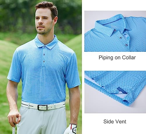 Alex Vando Mens Golf Shirt Moisture Wicking Print Performance Polo Shirt - Image 3