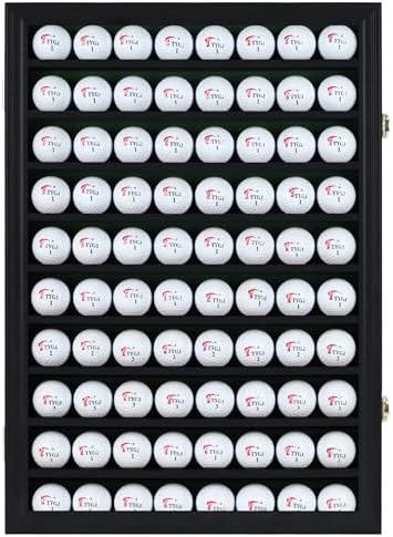 DisplayGifts 80 Golf Ball Display Case Cabinet Wall Rack Holder Solid Wood Frame - Image 6