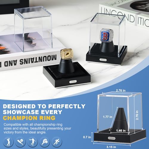 JupDec Championship Ring Display Case, Dustproof Cube Showcase - Image 4