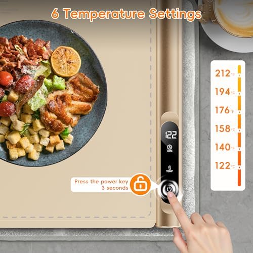 Newise Warming Mat for Food, Electric Warming Tray, 6 Temp - Image 4