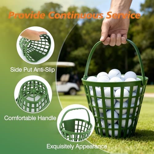2 Pack Non-Rolling Golf Ball Basket, Golfball Container Bucket - Image 6