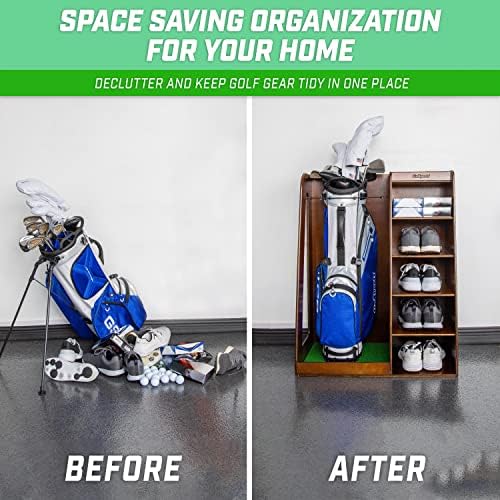 GoSports Premium Wooden Golf Bag Organizer and Storage Rack - Image 2