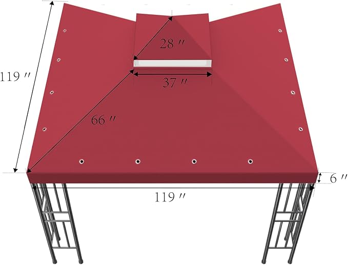 Sumfaller 10x10 FT Gazebo Replacement Canopy Top Cover | Double Tiered Canopy - Image 6