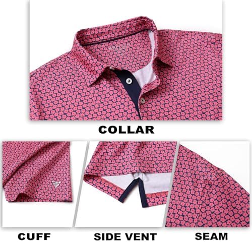 M MAELREG Mens Golf Shirt Short Sleeve Dry Fit Print Moisture Wicking - Image 6