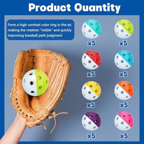 Coopay 20/40 Pack Practice Baseball Softball Plastic Training Balls Lightweight - Image 4