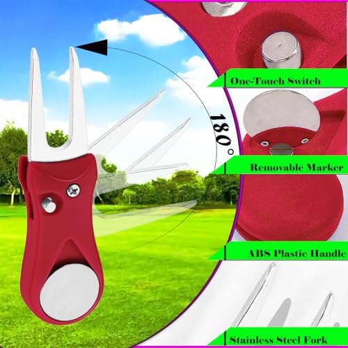 2 Pack Foldable Golf Divot Tool, Magnetic Turf Repair Tool - Image 2