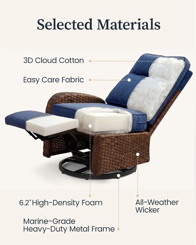 Resort-Grade Recliners Patio Furniture, 6.2" Ultra Thick Cushions | Heavy Duty - Image 7
