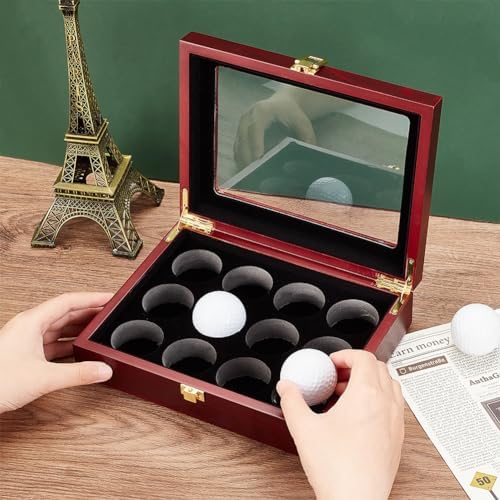 OLYCRAFT Golf Ball Display Case 12-Hole Wooden Display Box - Image 3