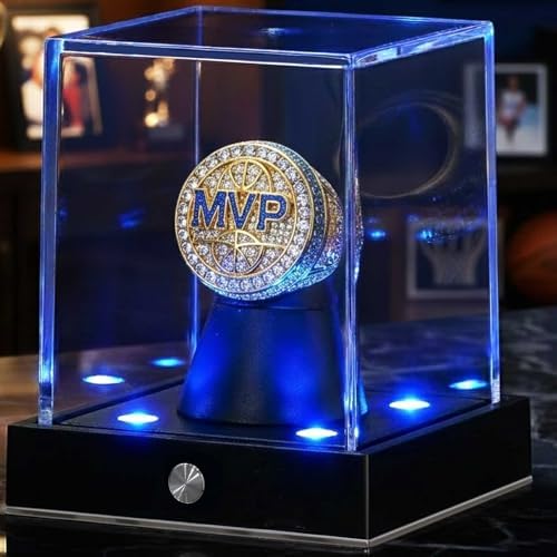 JupDec Cordless LED Championship Ring Display Case, Autograph Ring Showcase by JupDec