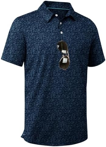 ZITY Men's Golf Shirts Short Sleeve Print Patterns Casual Collared Polo by ZITY