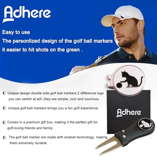Adhere Golf Ball Markers Personlized Double Side Cute cat Logo Enamel - Image 6