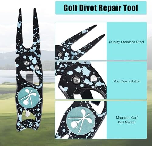 Golf Divot Repair Tool, 3 in 1 Compact Ball Marker Divot Tool, Foldable Golf - Image 2