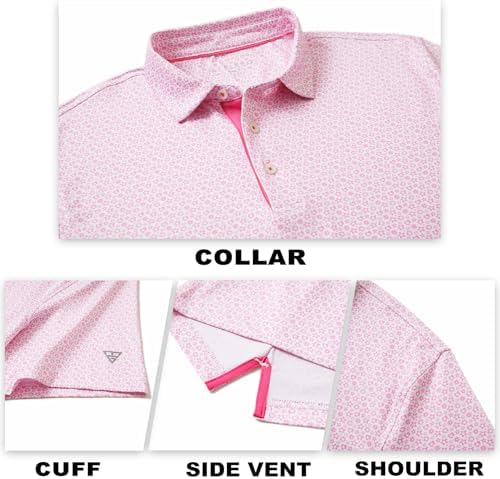 M MAELREG Mens Golf Shirt Short Sleeve Dry Fit Print Moisture Wicking - Image 5
