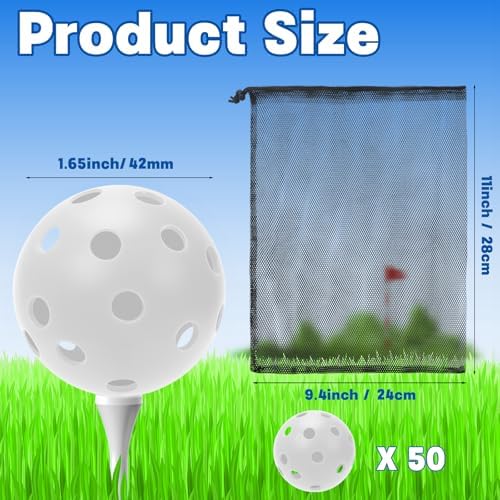 Coopay 50/100/200 Pack Practice Golf Balls, 42mm Plastic Golf Training Balls - Image 2