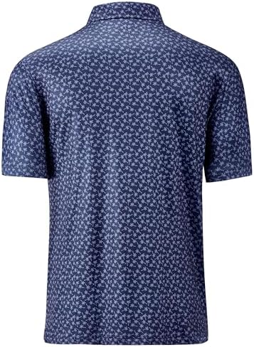 Mens Golf Shirt Short Sleeve Dry Fit Print Moisture Wicking Performance - Image 3