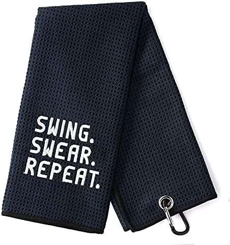 DYJYBMY Swing Swear Repeat Funny Golf Towel, Golf Accessories by DYJYBMY