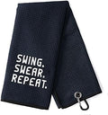 DYJYBMY Swing Swear Repeat Funny Golf Towel, Golf Accessories by DYJYBMY