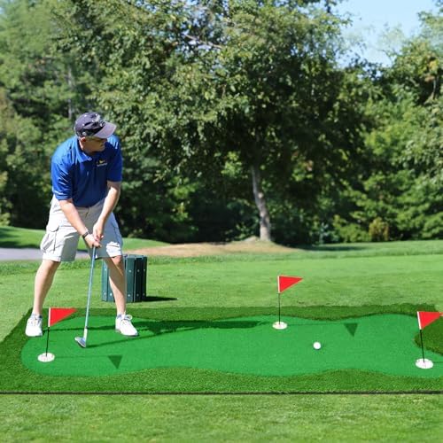 GYMAX Putting Green, 10FT Large Golf Practice Training Mat - Image 3