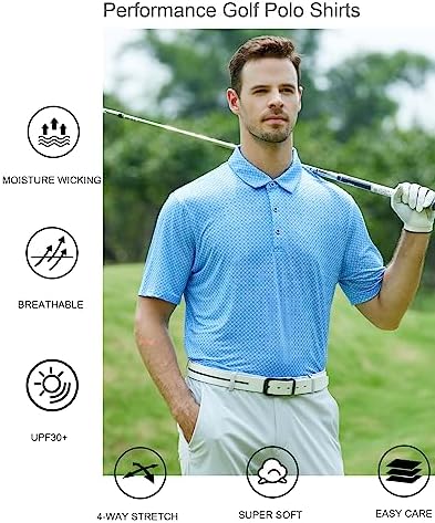 Alex Vando Mens Golf Shirt Moisture Wicking Print Performance Polo Shirt - Image 5